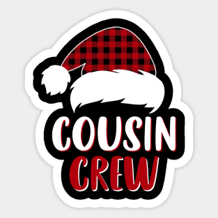 Cousin Crew Red Plaid Santa Hat Family Matching Christmas Pajama Sticker